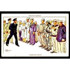 BARCOS MARINA NACIONAL HUMORISTICA INSPECCION DIARIAANTIGUA TARJETA POSTAL